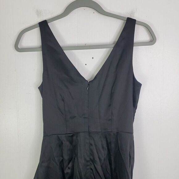 WHBM Dress Womens 0 Babydoll Gathered Side Flap HOCO Event Short Satin Black - Picture 9 of 10